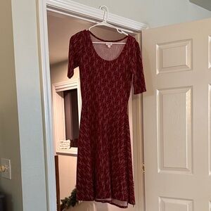 LuLaRoe Burgundy Amelia Midi Dress